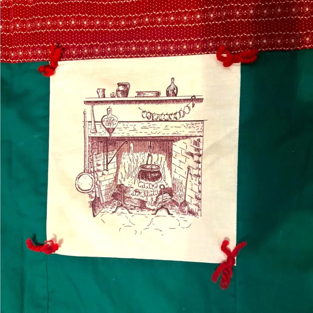 Festive Beautiful Handmade Holiday Quilt with several different holiday scenes